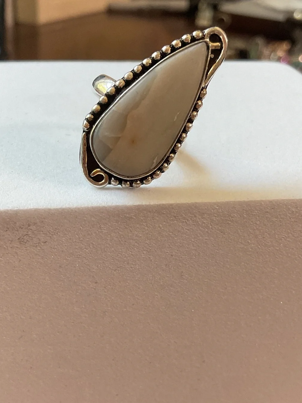 Vintage Sterling Silver Blue Lace Agate Gemstone Ring Size 5.5